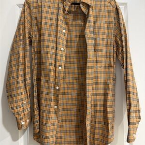 Burberry Beige and Black Plaid Casual Shirt